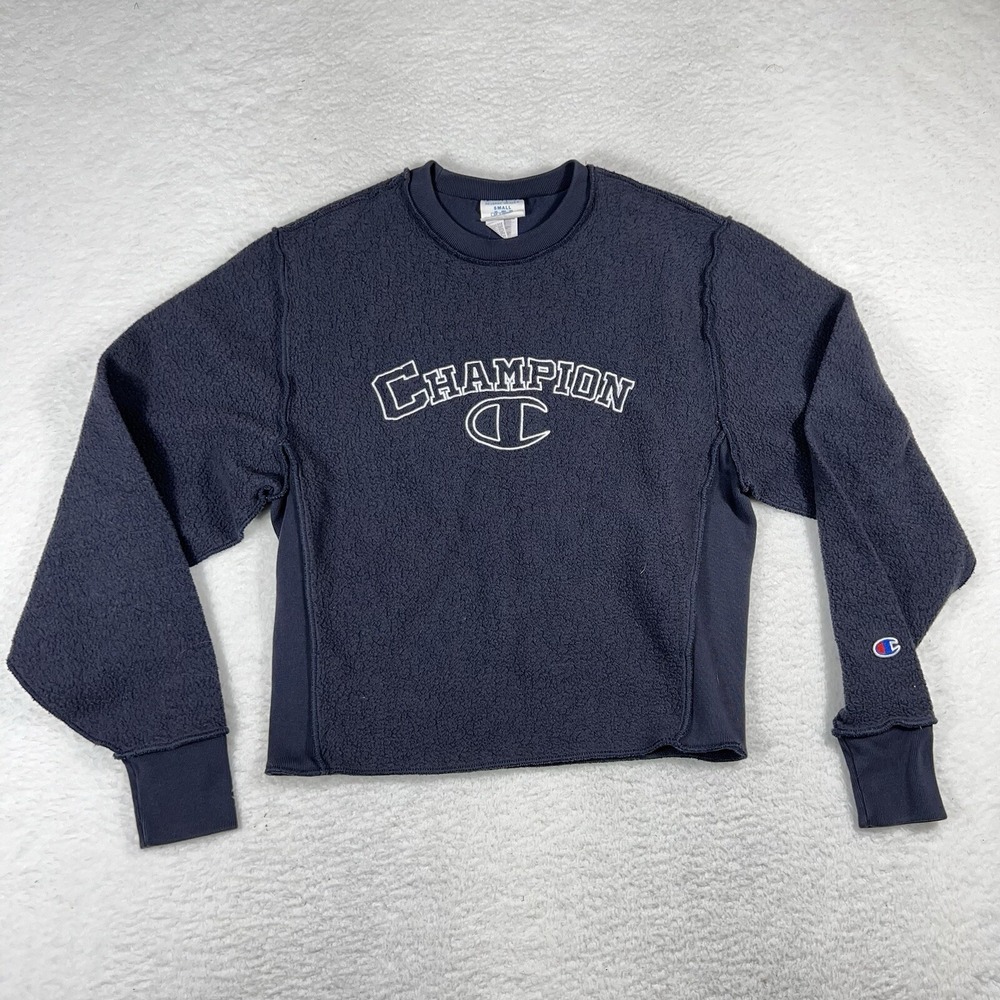 Vintage 90s Champion Reverse Weave Embroidered Sweatshirt Navy Blue Small